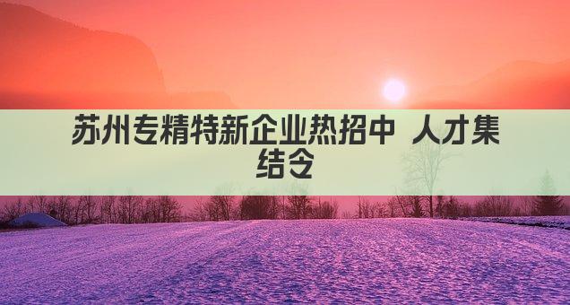 苏州专精特新企业热招中 人才集结令(图1)