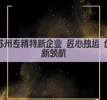 苏州专精特新企业 匠心独运 创新领航(图1)
