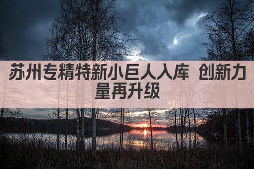 苏州专精特新小巨人入库 创新力量再升级(图1)