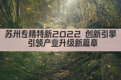 苏州专精特新2022 创新引擎 引领产业升级新篇章(图1)