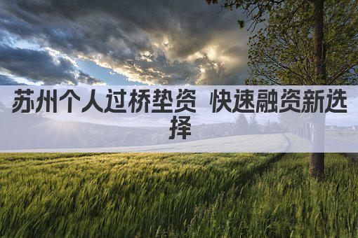 苏州个人过桥垫资 快速融资新选择(图1)
