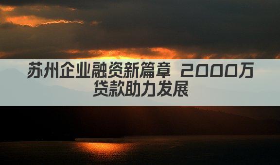 苏州企业融资新篇章 2000万贷款助力发展(图1)