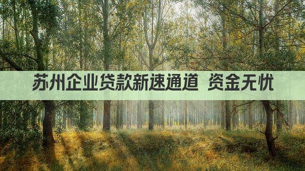 苏州企业贷款新速通道 资金无忧(图1)