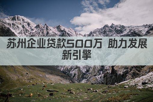 苏州企业贷款500万 助力发展新引擎(图1)