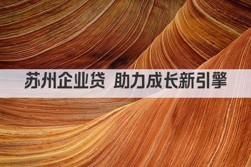 苏州企业贷 助力成长新引擎(图1)