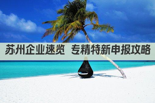 苏州企业速览 专精特新申报攻略(图1)