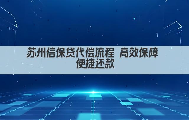 苏州信保贷代偿流程 高效保障 便捷还款