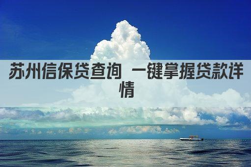 苏州信保贷查询 一键掌握贷款详情(图1)