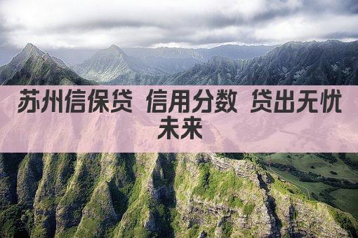 苏州信保贷 信用分数 贷出无忧未来(图1)