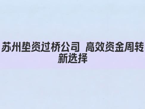 苏州垫资过桥公司 高效资金周转新选择(图1)