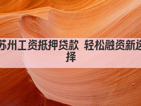 苏州工资抵押贷款 轻松融资新选择(图1)