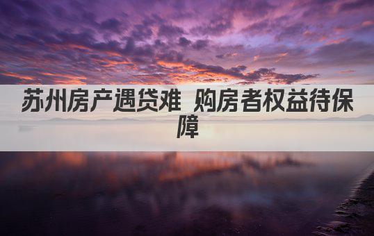 苏州房产遇贷难 购房者权益待保障(图1)