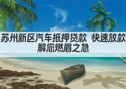 苏州新区汽车抵押贷款 快速放款解您燃眉之急(图1)