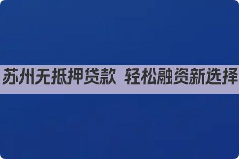 苏州无抵押贷款 轻松融资新选择(图1)