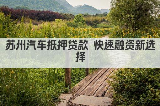苏州汽车抵押贷款 快速融资新选择(图1)