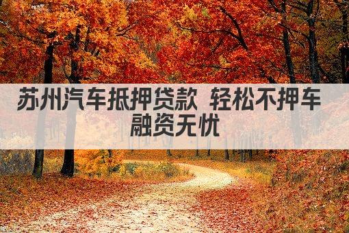 苏州汽车抵押贷款 轻松不押车 融资无忧(图1)
