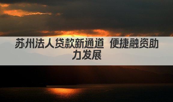 苏州法人贷款新通道 便捷融资助力发展(图1)
