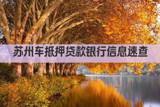苏州车抵押贷款银行信息速查(图1)