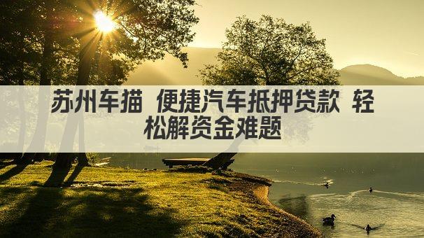 苏州车猫 便捷汽车抵押贷款 轻松解资金难题(图1)