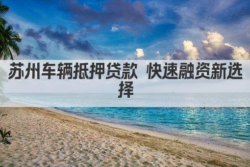 苏州车辆抵押贷款 快速融资新选择(图1)
