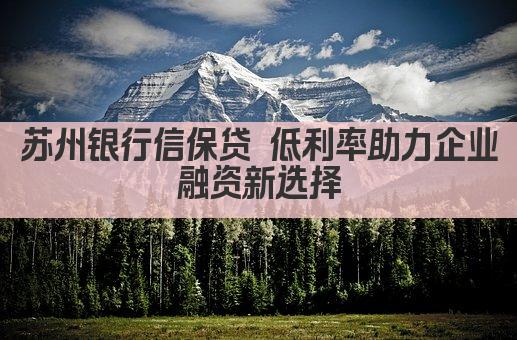 苏州银行信保贷 低利率助力企业融资新选择(图1)