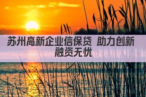 苏州高新企业信保贷 助力创新 融资无忧(图1)
