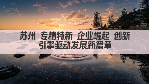 苏州 专精特新 企业崛起 创新引擎驱动发展新篇章(图1)