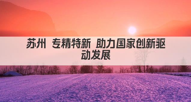 苏州 专精特新 助力国家创新驱动发展(图1)