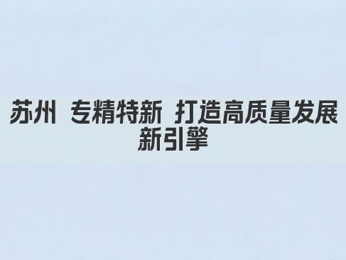 苏州 专精特新 打造高质量发展新引擎(图1)